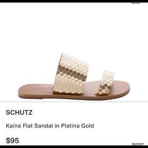 Schutz Kaine gold flat sandals NWT